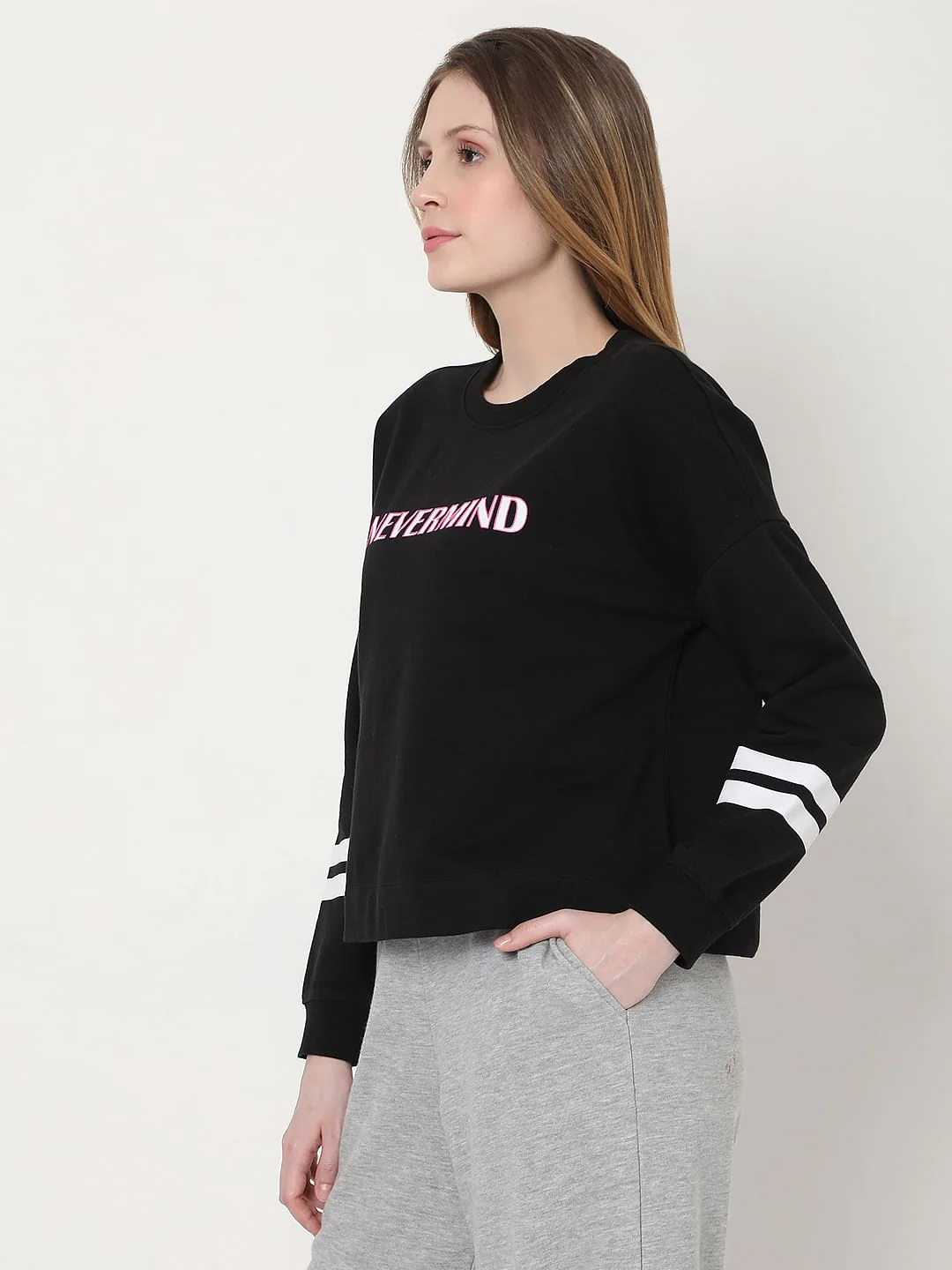 Black Text Print Sweatshirt - Image 2