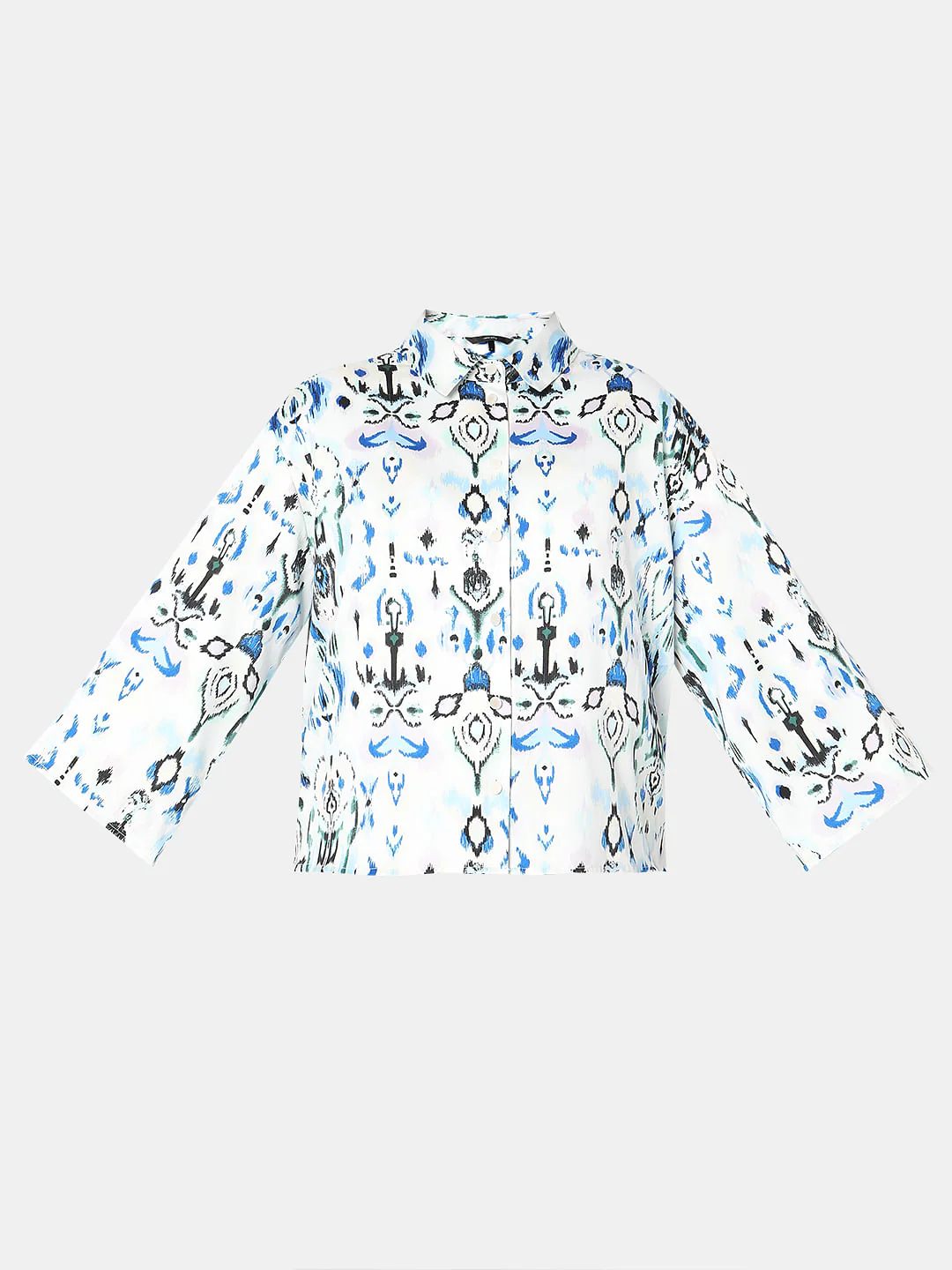 White Abstract Print Co-Ord Set Shirt - Image 7