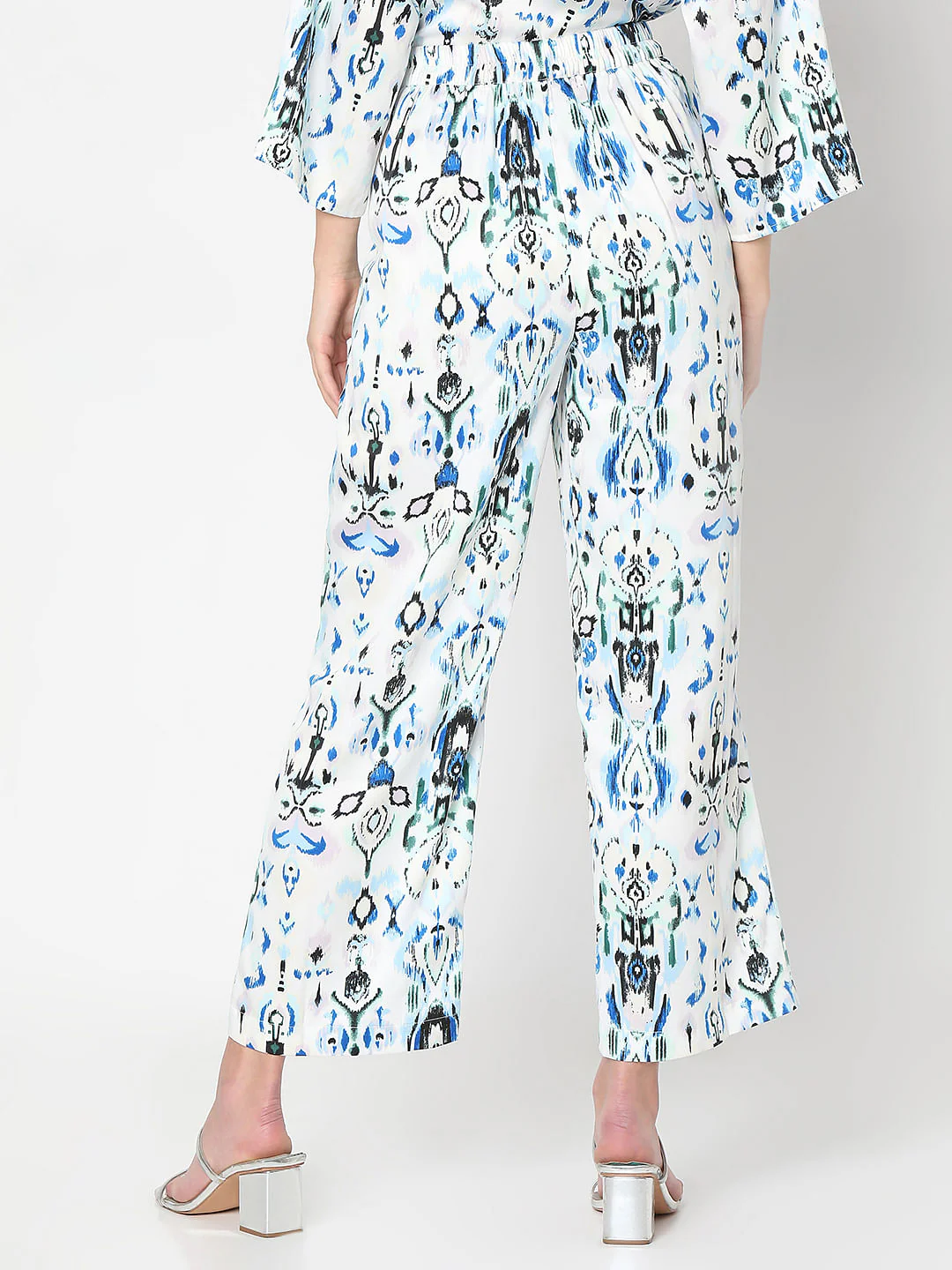 White Abstract Print Co-Ord Set Pants - Image 4