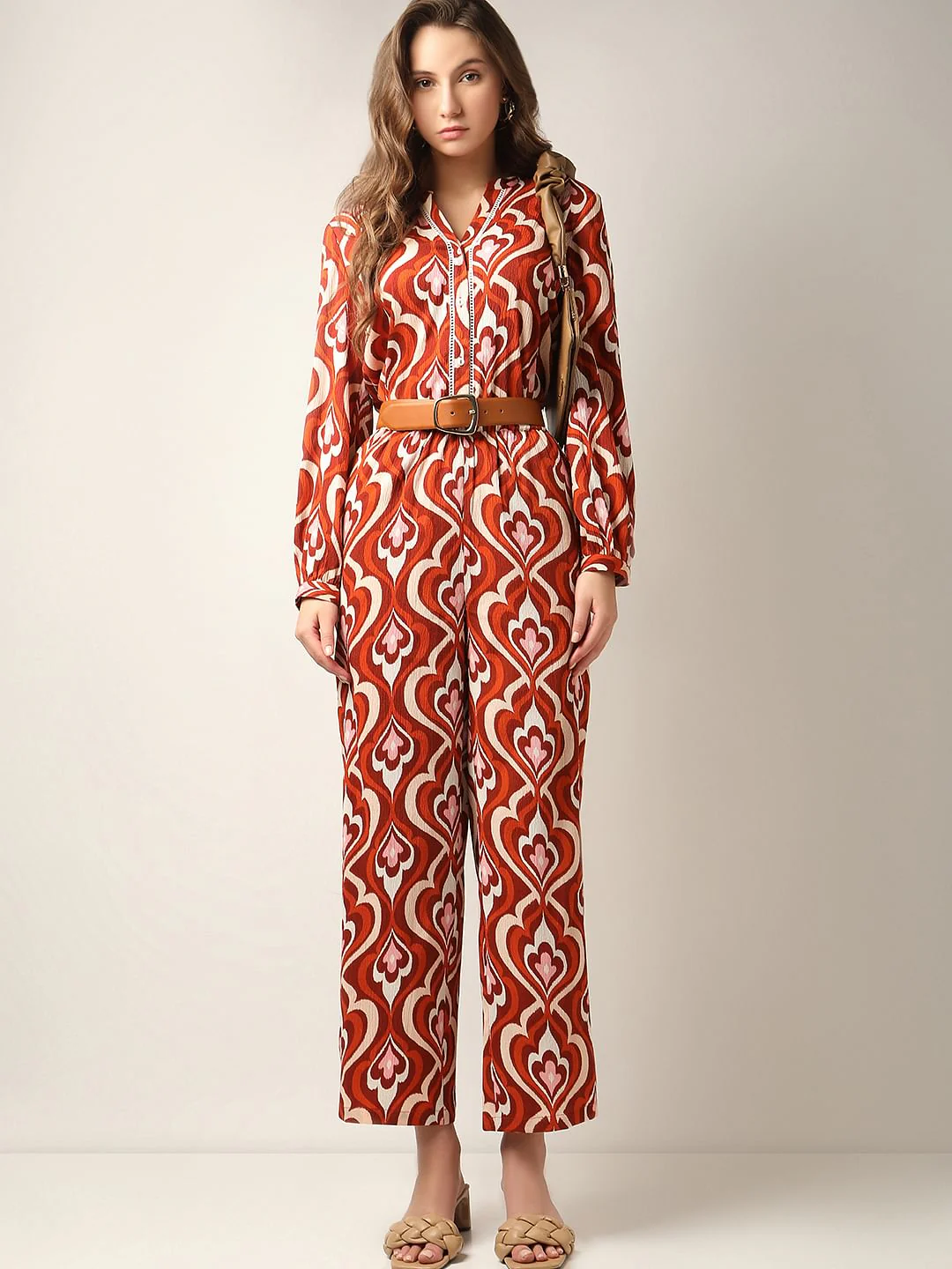 Brown High Rise Co-Ord Set Pants
