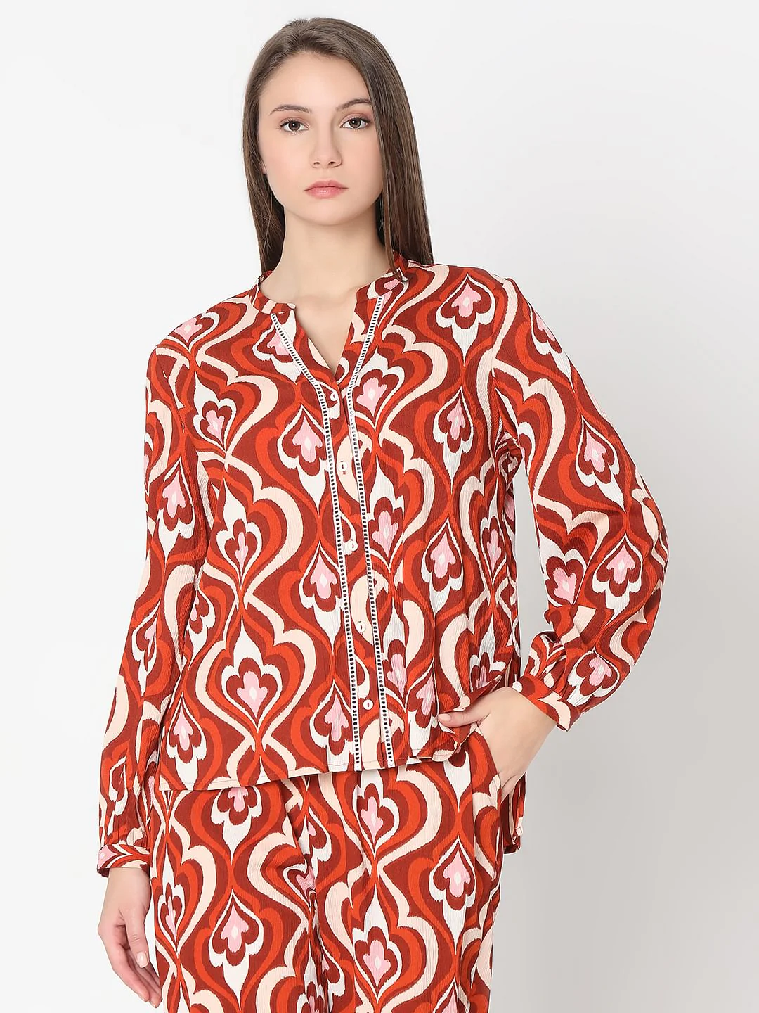 Orange Printed Co-Ord Set Top - Image 2