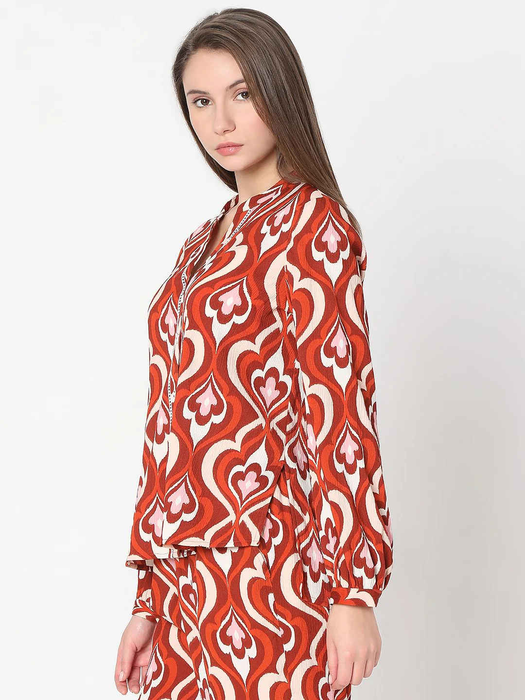 Orange Printed Co-Ord Set Top - Image 3