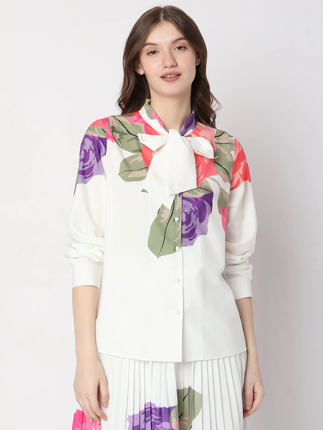 White Floral Co-Ord Shirt - Image 2