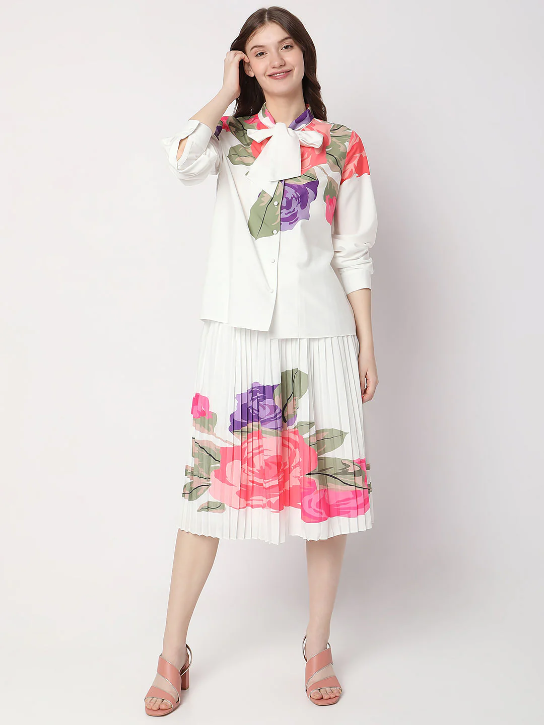 White Floral Co-Ord Shirt - Image 5