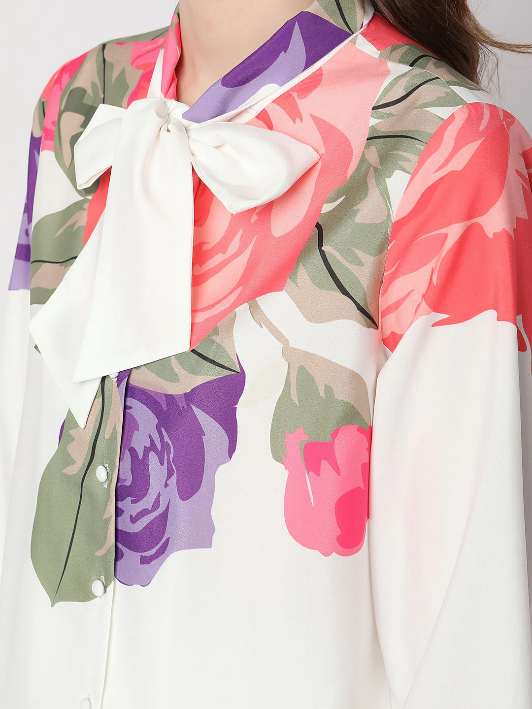 White Floral Co-Ord Shirt - Image 8