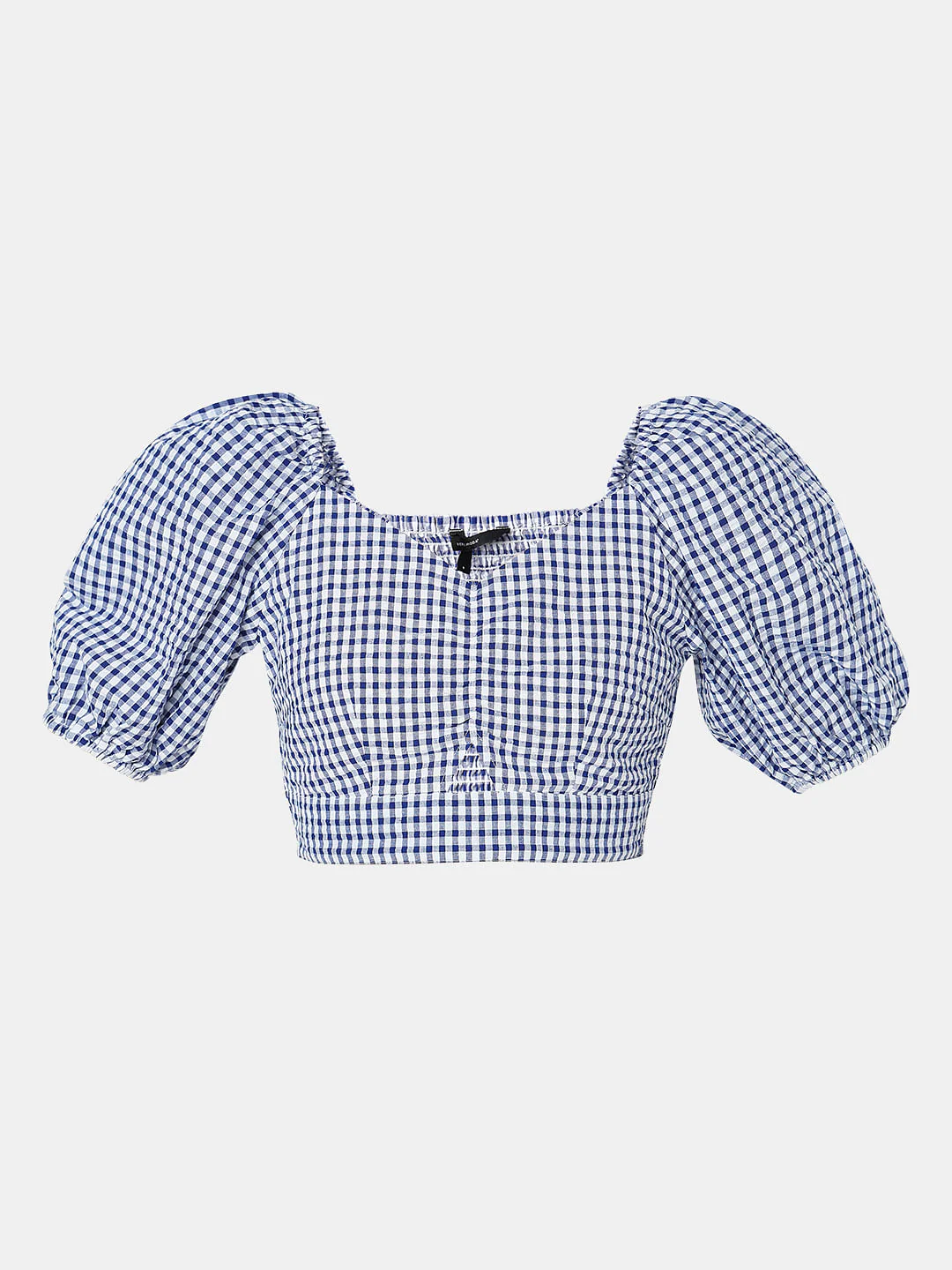White & Blue Check Co-Ord Set Crop Top - Image 7