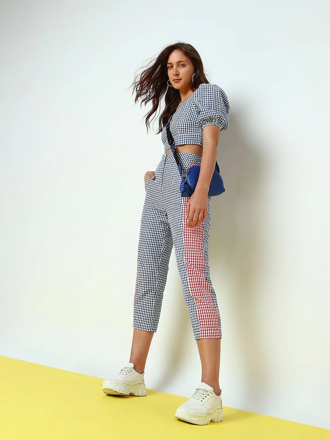Blue Check Straight Fit Co-Ord Set Pants