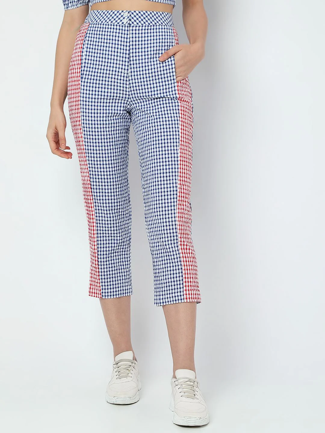 Blue Check Straight Fit Co-Ord Set Pants - Image 2