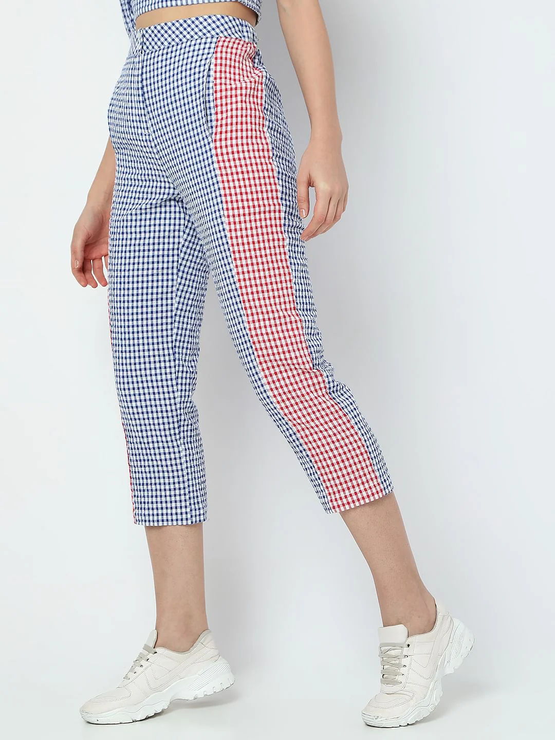 Blue Check Straight Fit Co-Ord Set Pants - Image 3