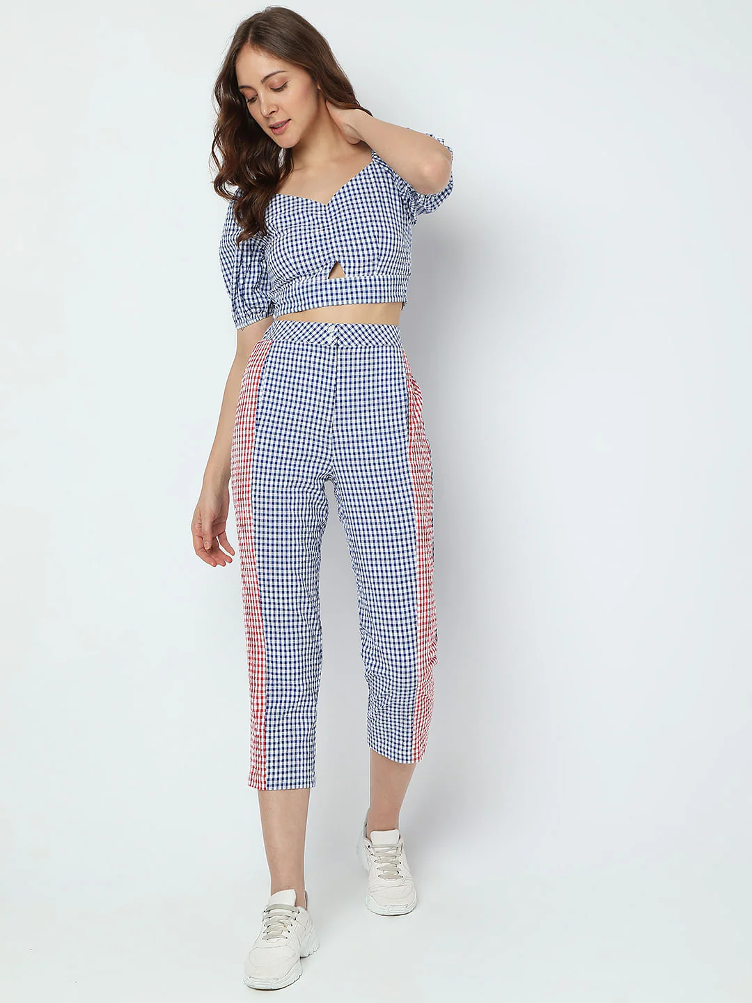 Blue Check Straight Fit Co-Ord Set Pants - Image 6