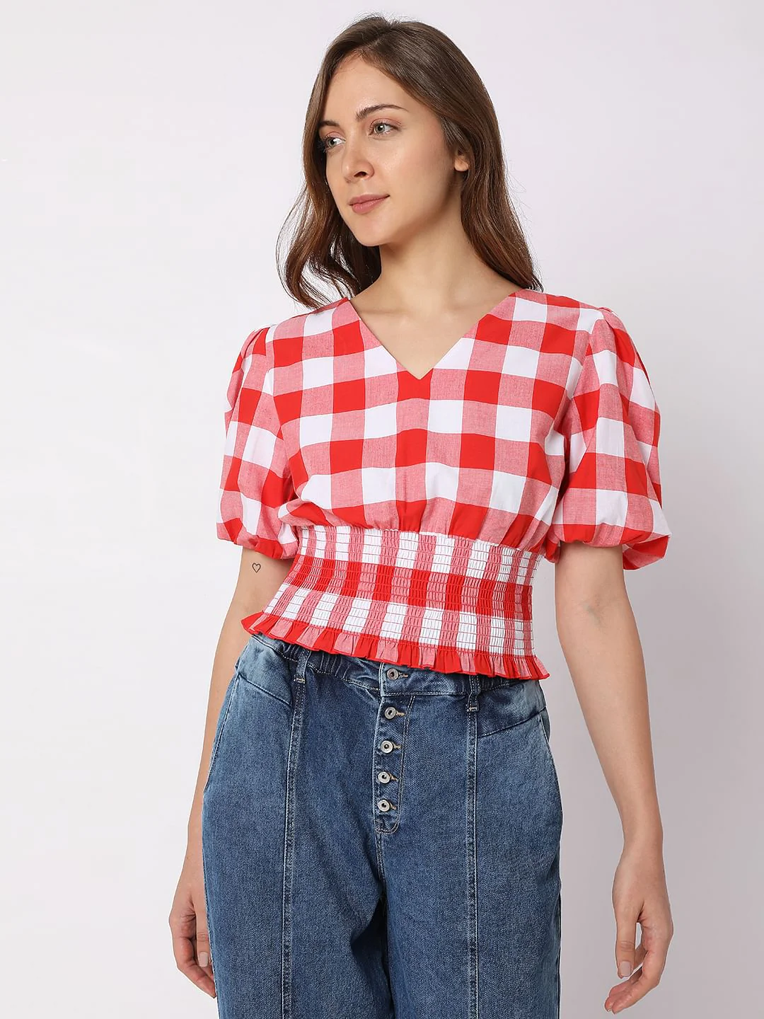 Red Check Crop Top - Image 2