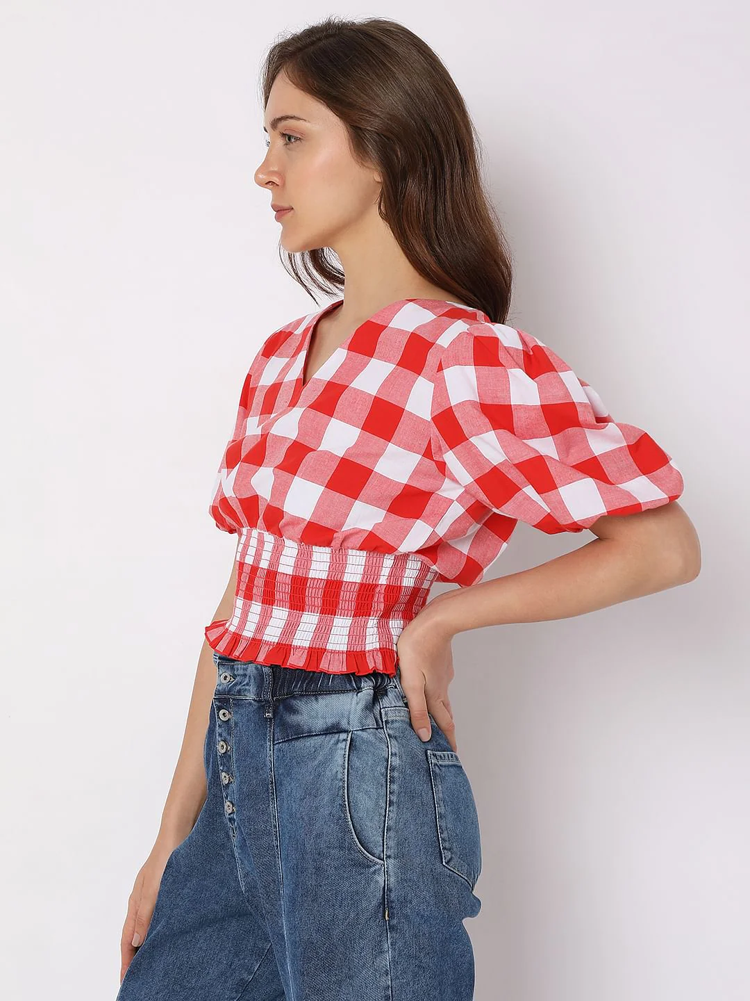Red Check Crop Top - Image 3