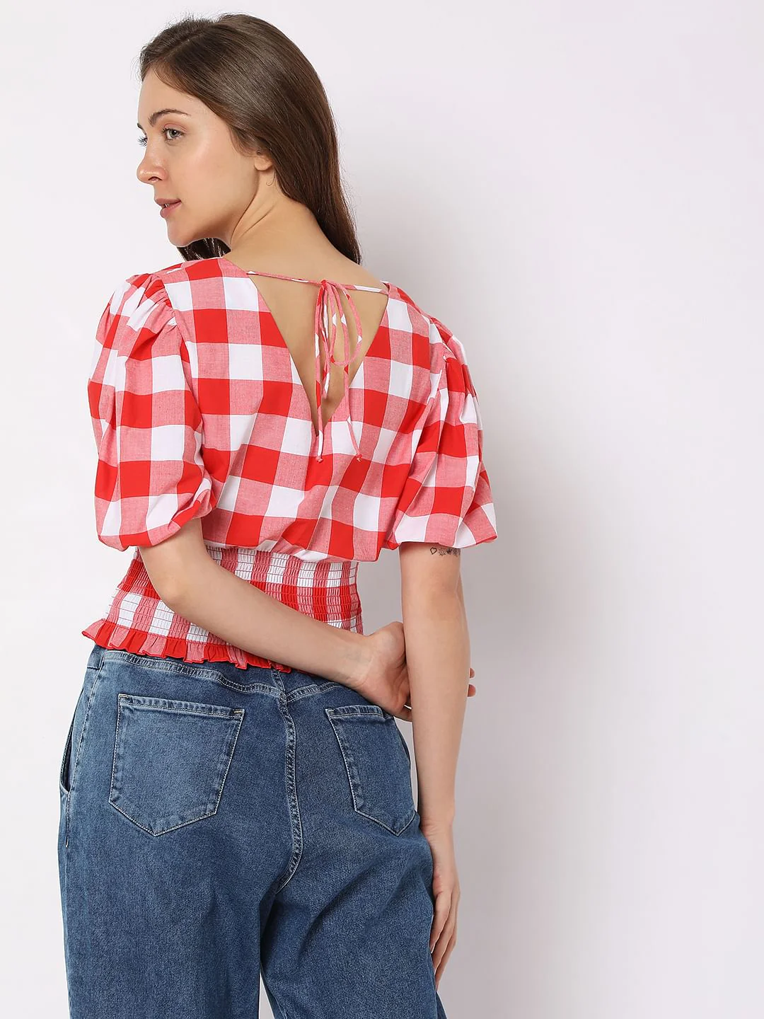 Red Check Crop Top - Image 4