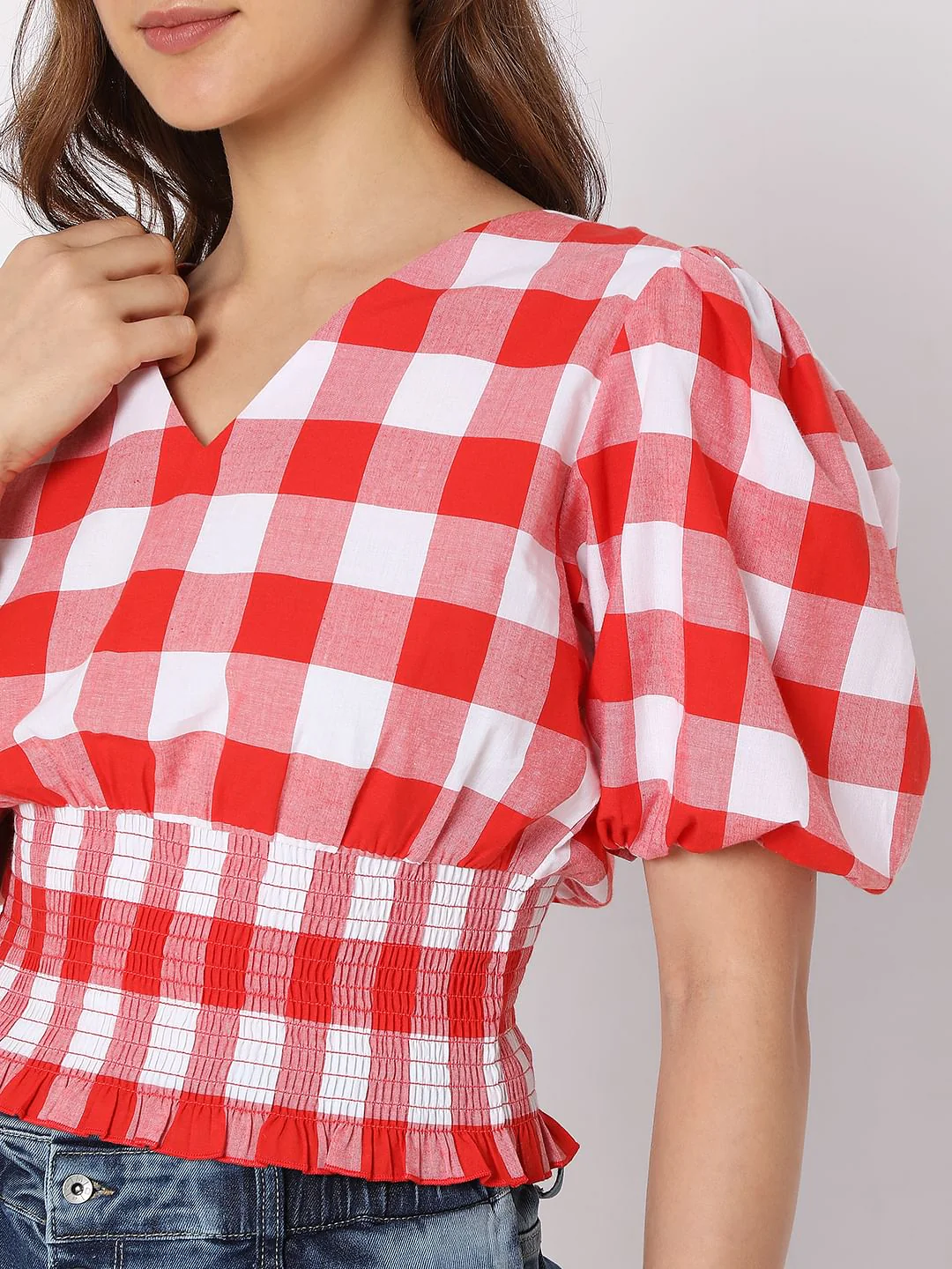 Red Check Crop Top - Image 6