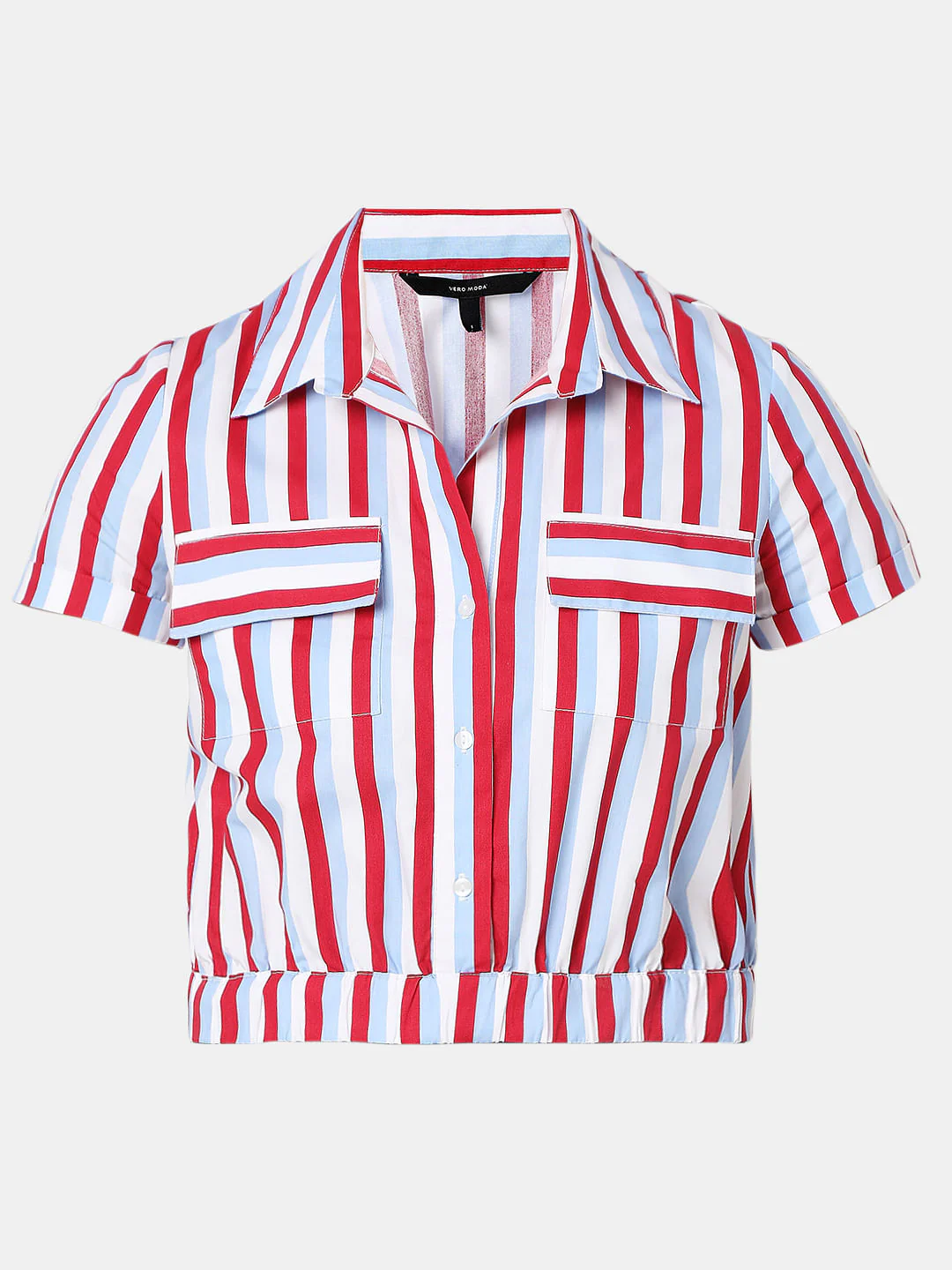 Red Striped Cropped Shirt - Image 6