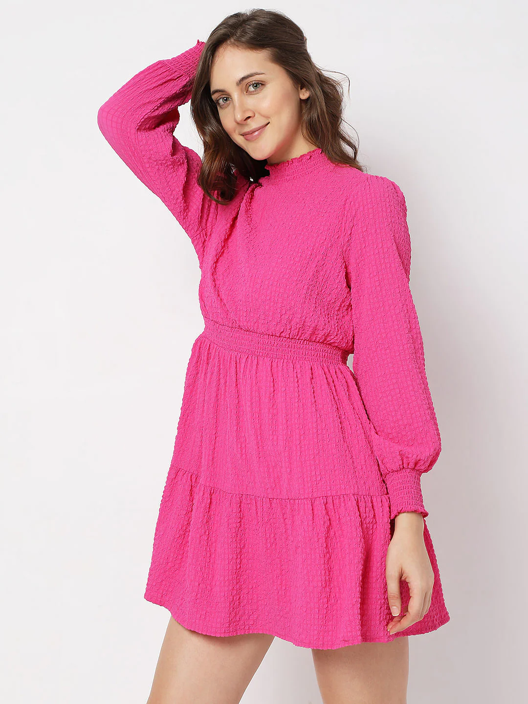 Bold Pink High Neck Mini Dress - Image 3