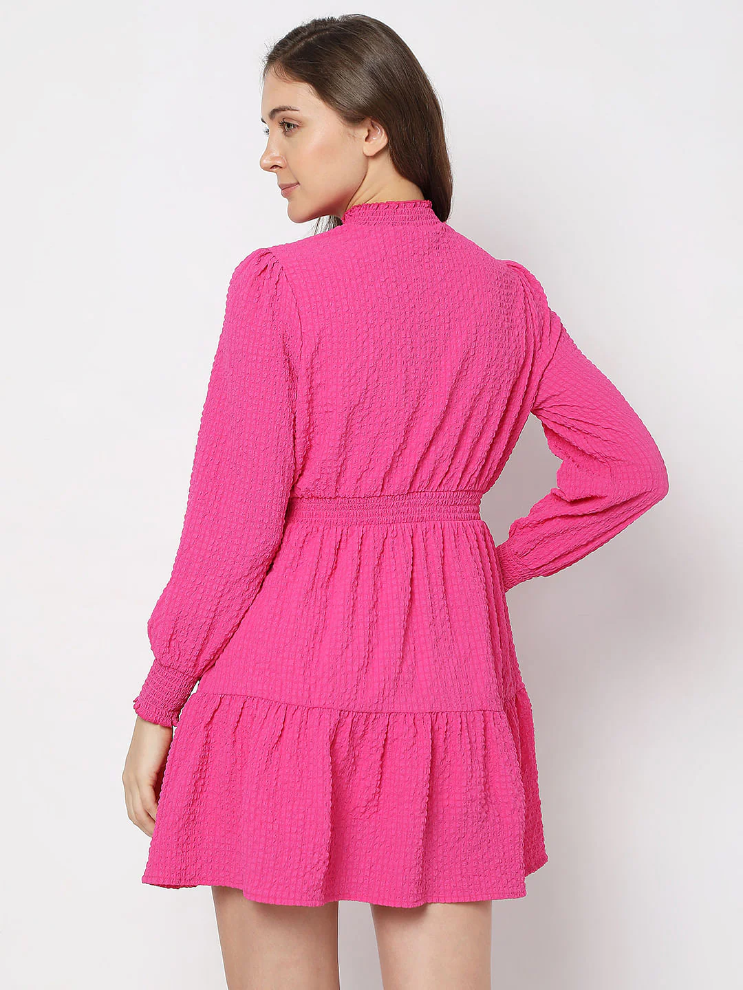 Bold Pink High Neck Mini Dress - Image 4