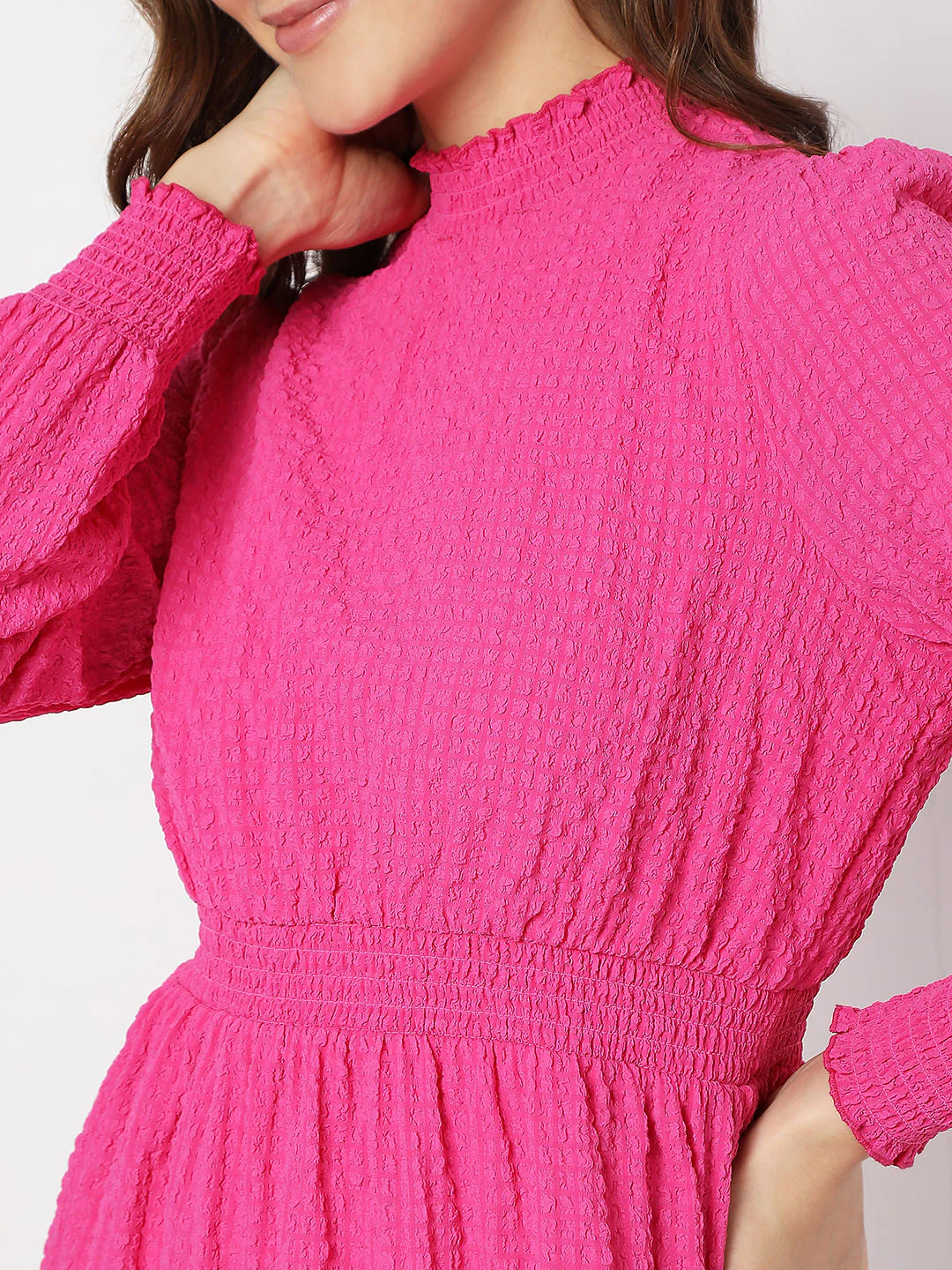 Bold Pink High Neck Mini Dress - Image 6