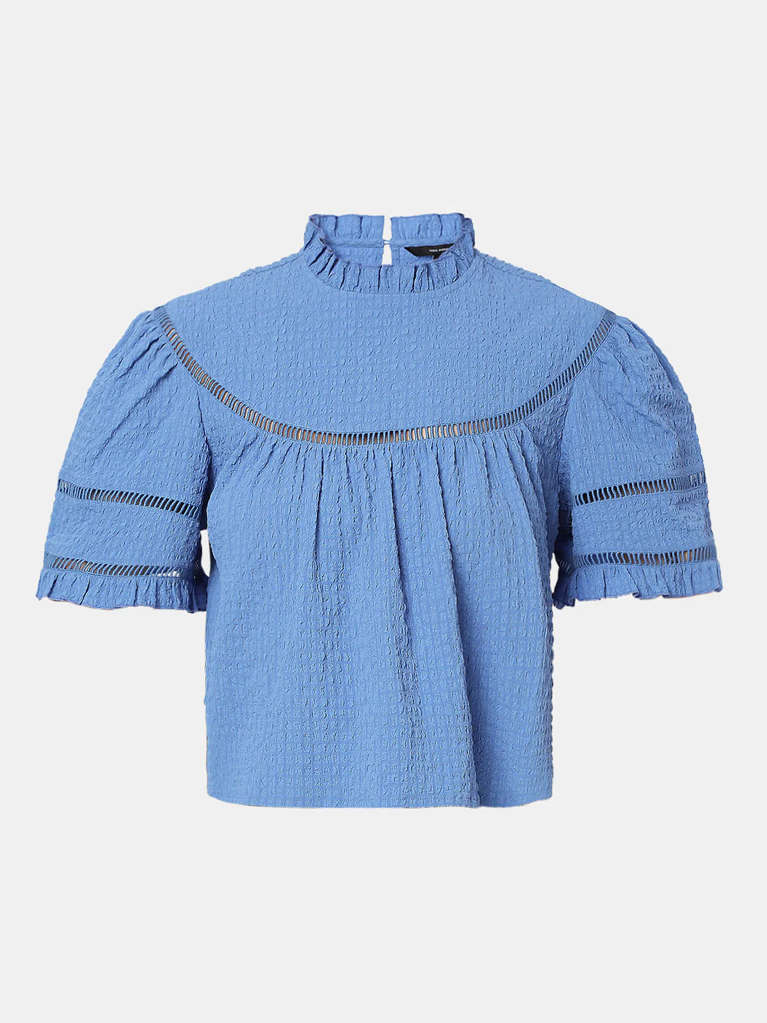 Blue Textured Flared Top - Image 7