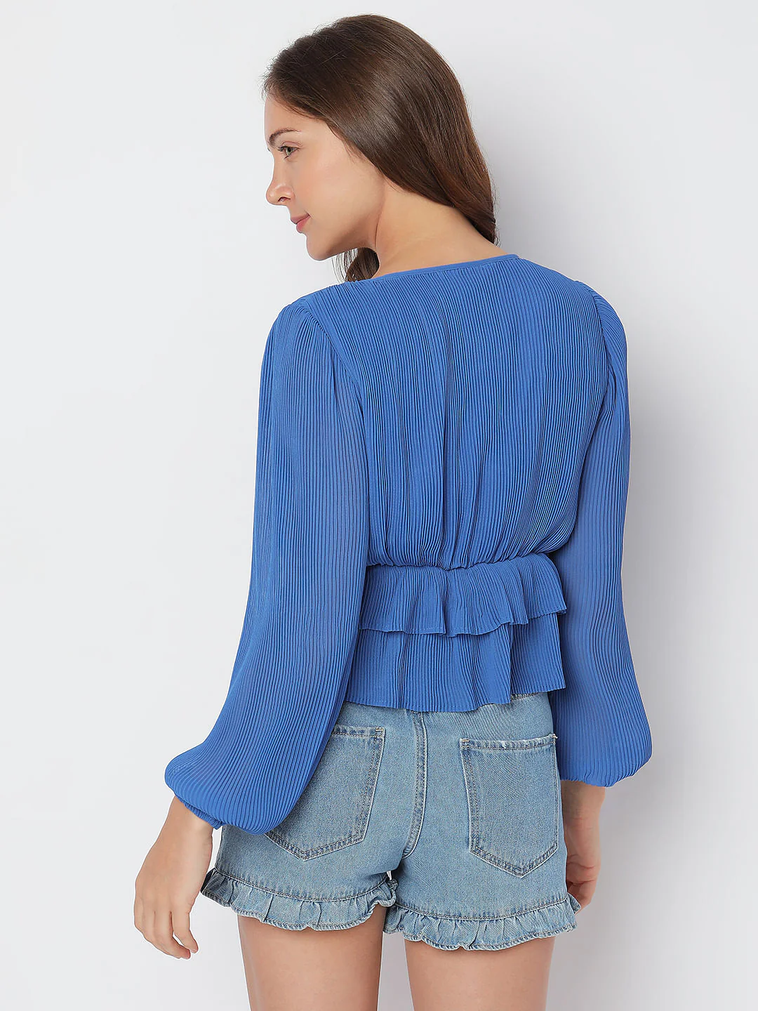 Blue Plisse Top - Image 4