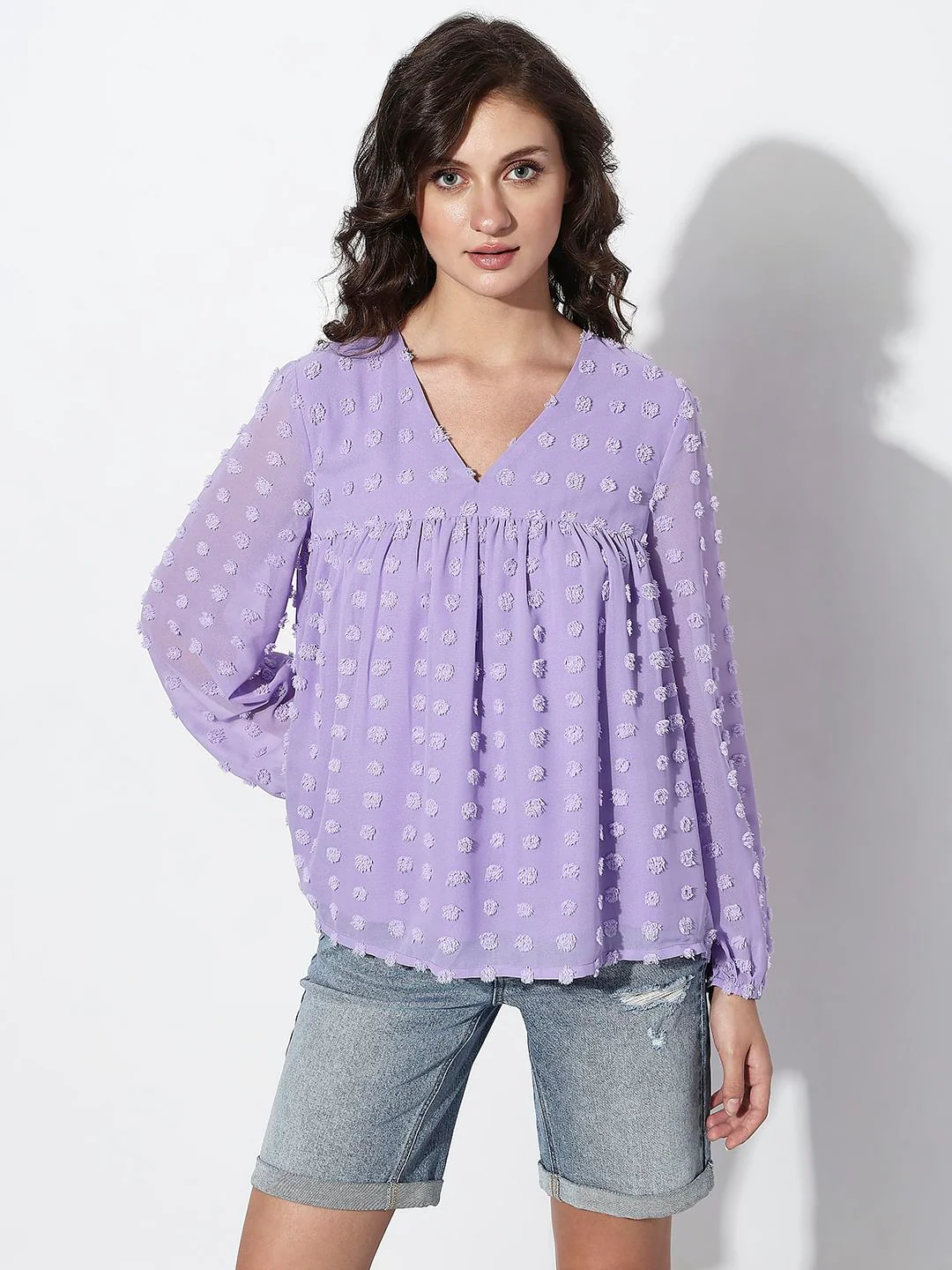 Purple Flared Full Sleeves Top - Image 2