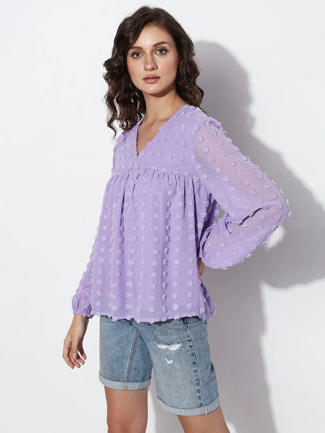Purple Flared Full Sleeves Top - Image 3
