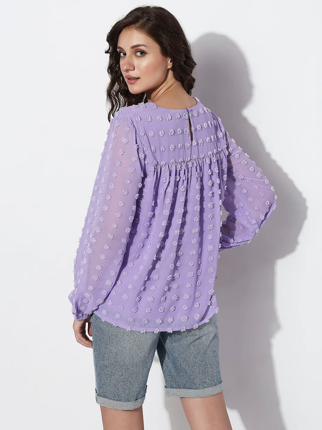 Purple Flared Full Sleeves Top - Image 4
