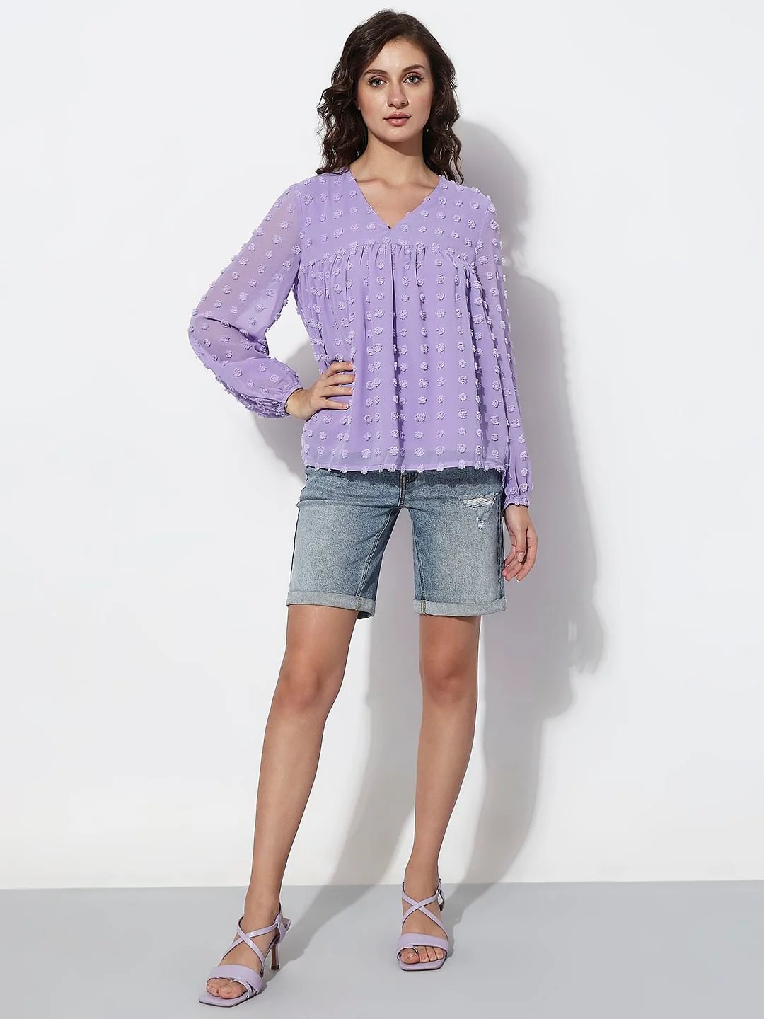 Purple Flared Full Sleeves Top - Image 5