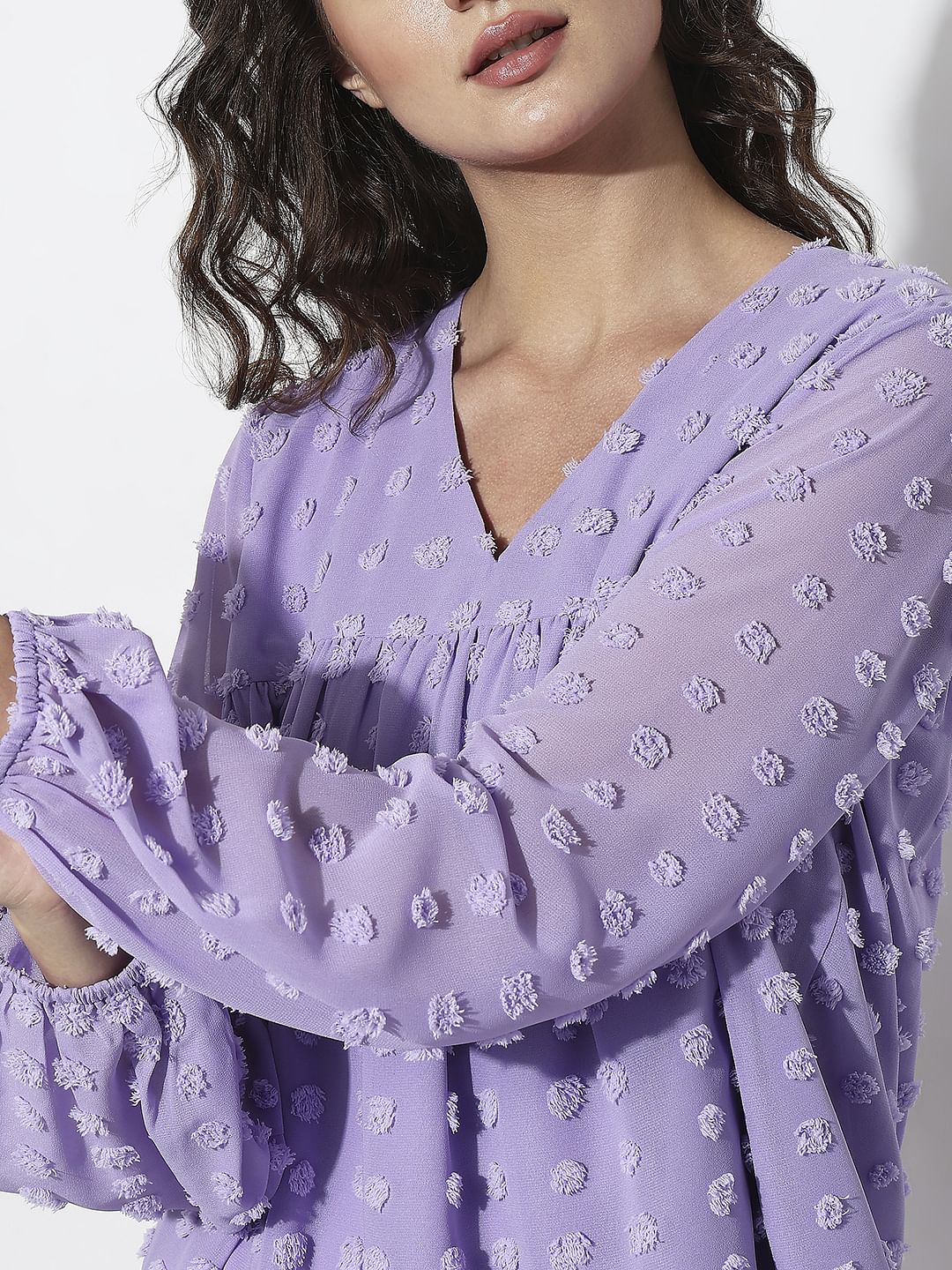 Purple Flared Full Sleeves Top - Image 6