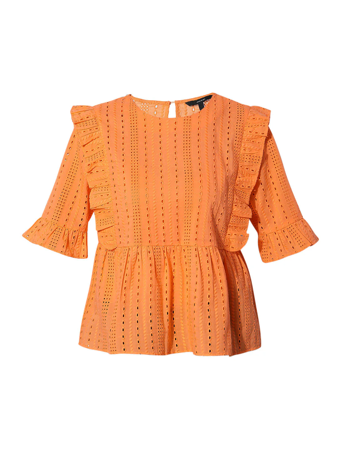 Orange Schiffli Ruffle Top - Image 7