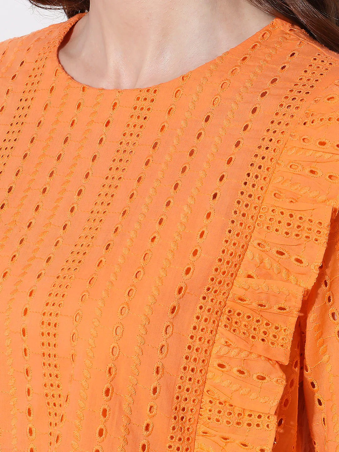 Orange Schiffli Ruffle Top - Image 8
