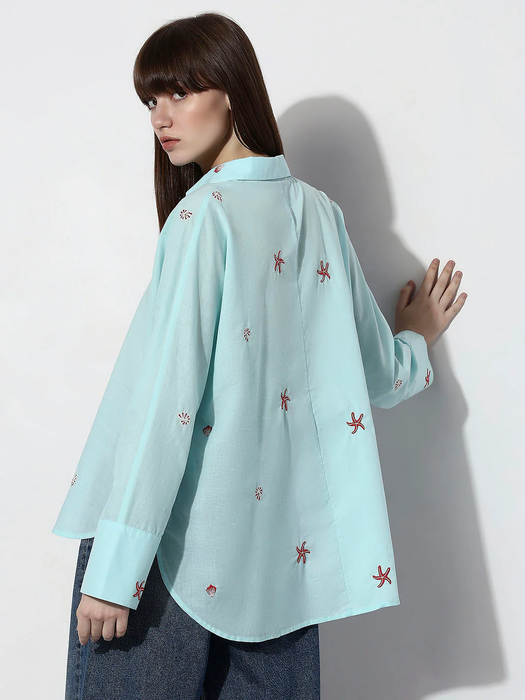 Blue Sea Shell Print Shirt - Image 4