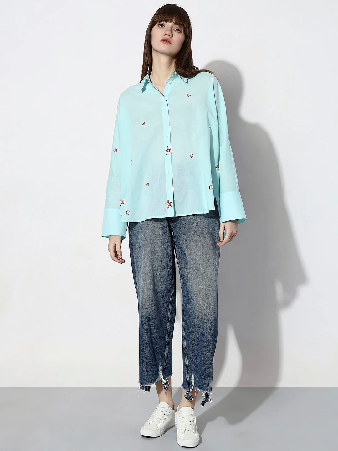 Blue Sea Shell Print Shirt - Image 5