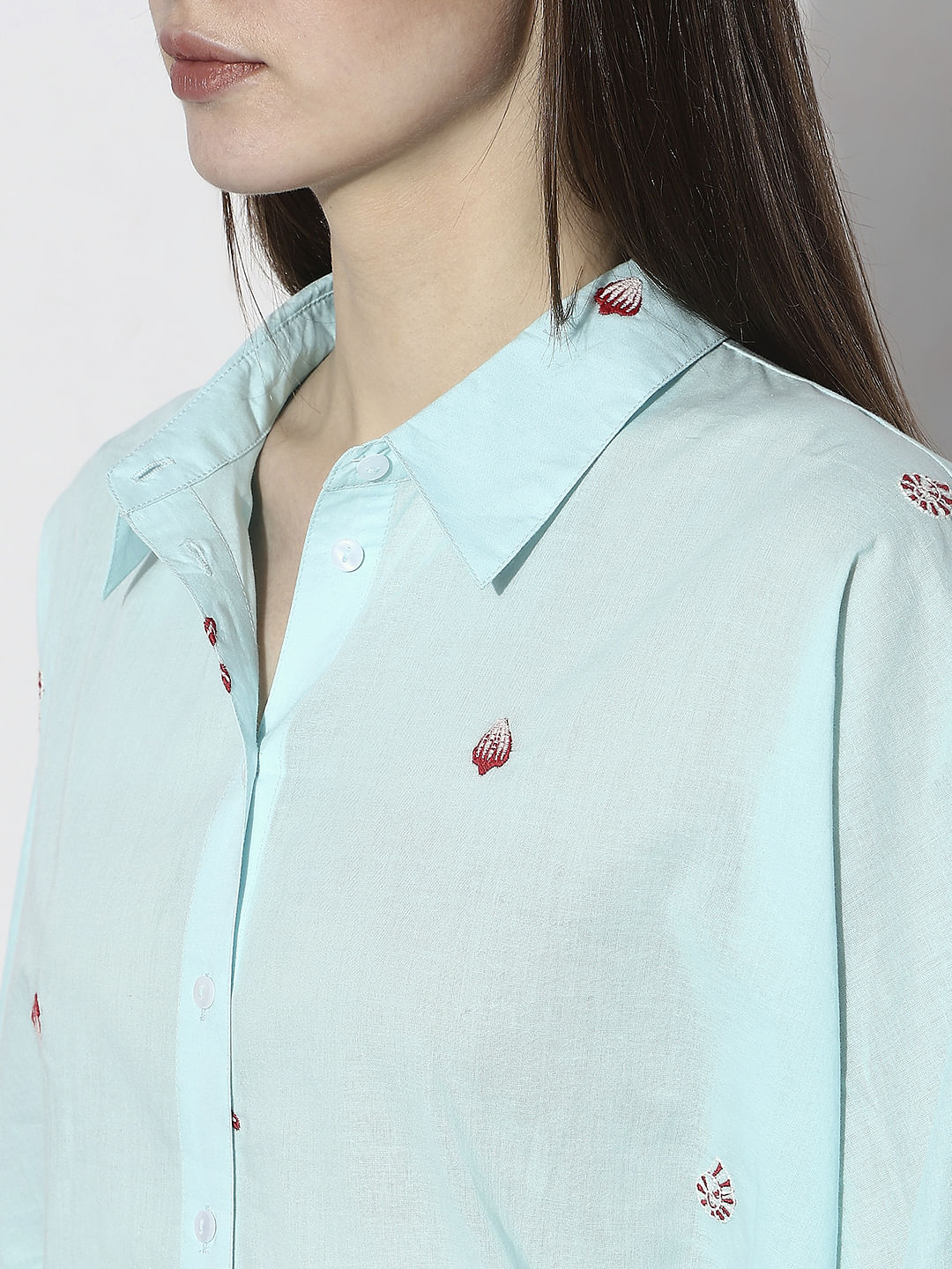 Blue Sea Shell Print Shirt - Image 8