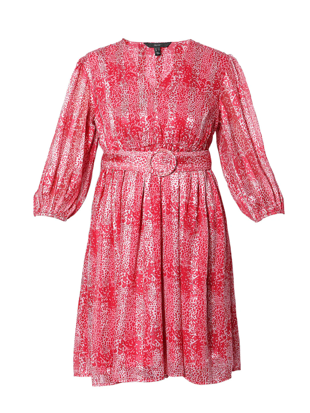 Red Printed Pleated Dress - Image 7