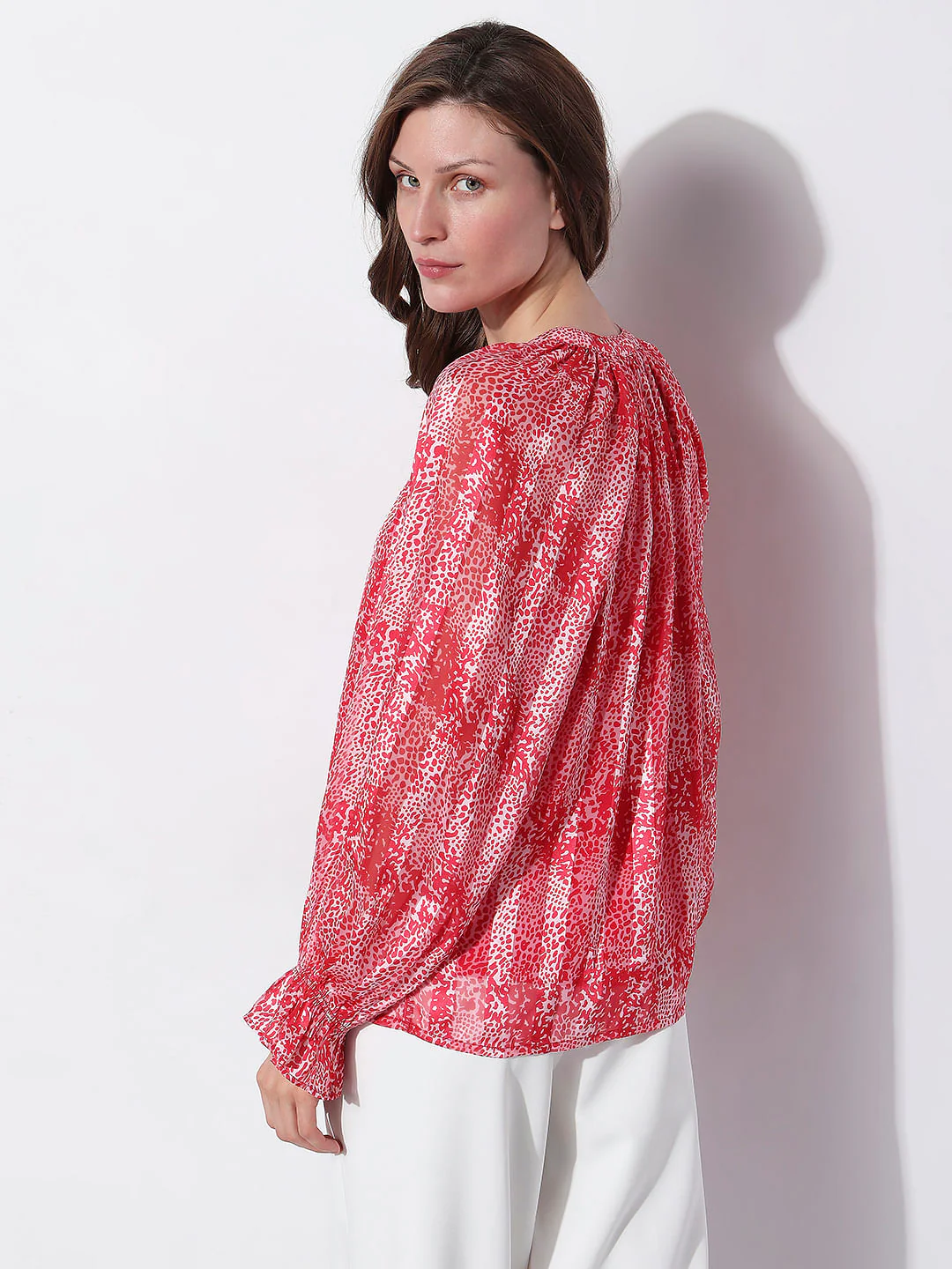 Red Printed Pleated Top - Image 4