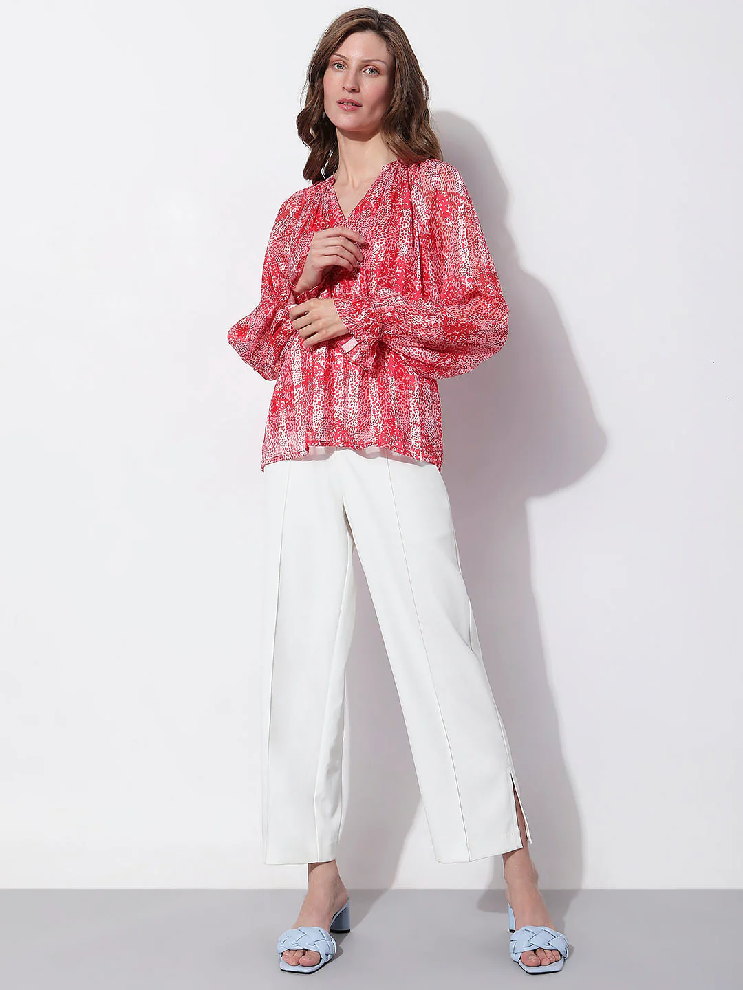 Red Printed Pleated Top - Image 5
