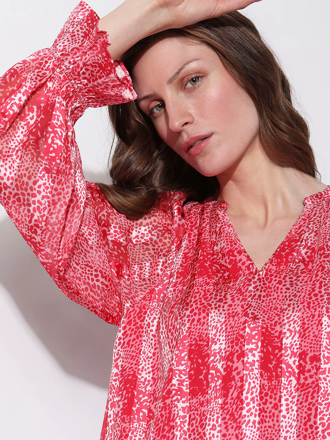 Red Printed Pleated Top - Image 6