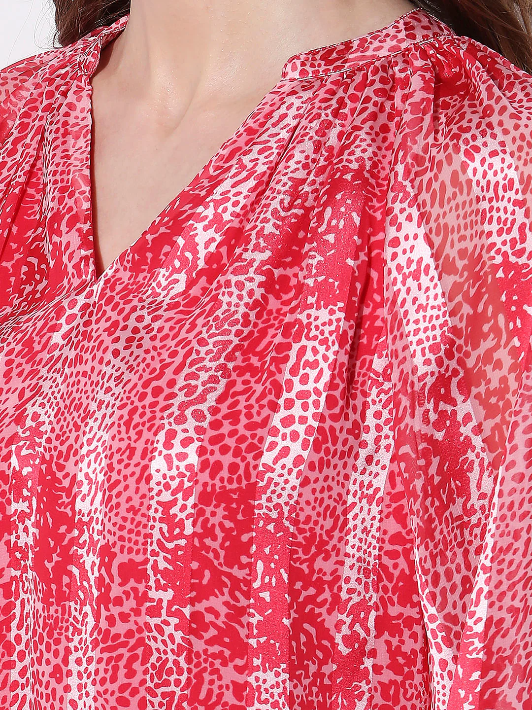 Red Printed Pleated Top - Image 8