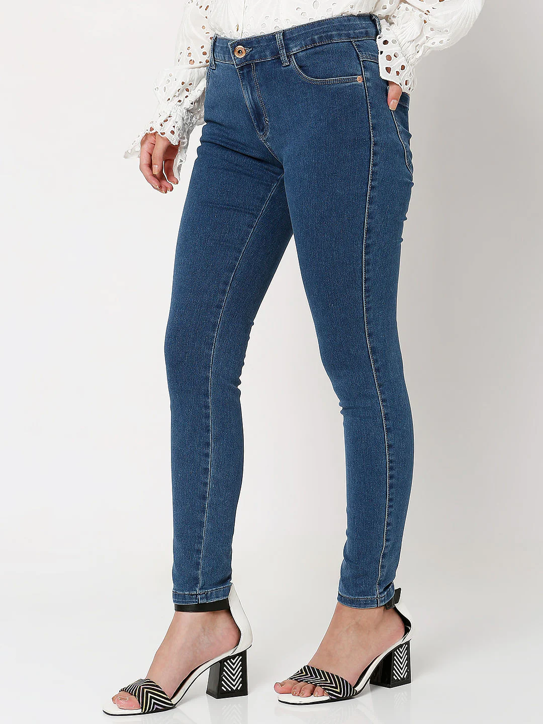Blue Mid Rise Wendy Skinny Jeans - Image 2