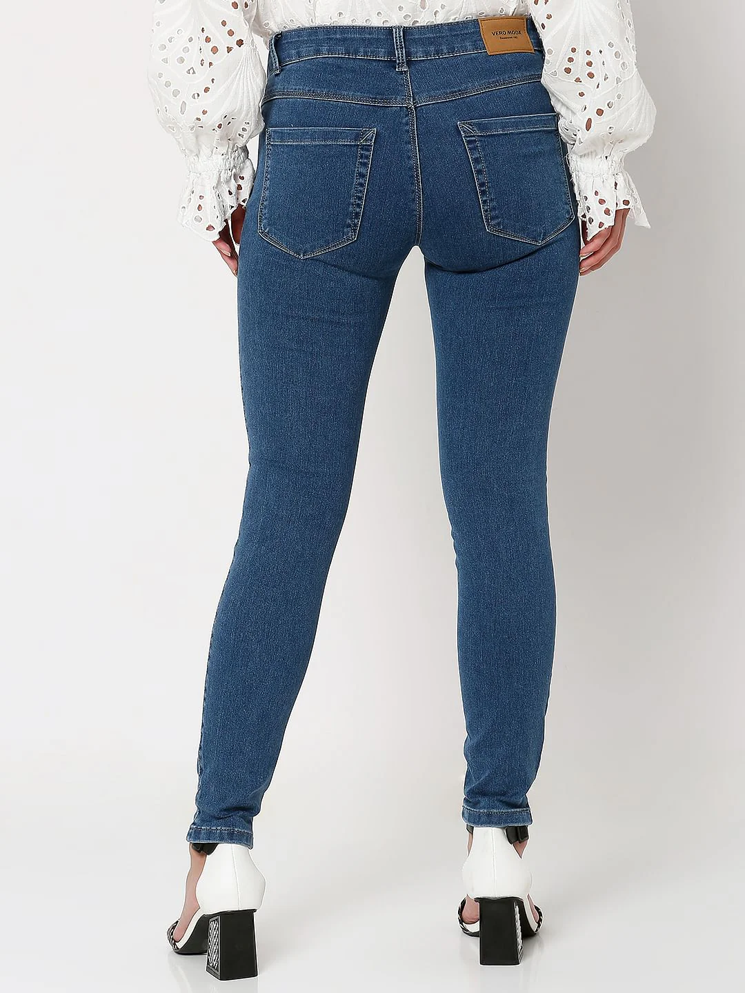 Blue Mid Rise Wendy Skinny Jeans - Image 3