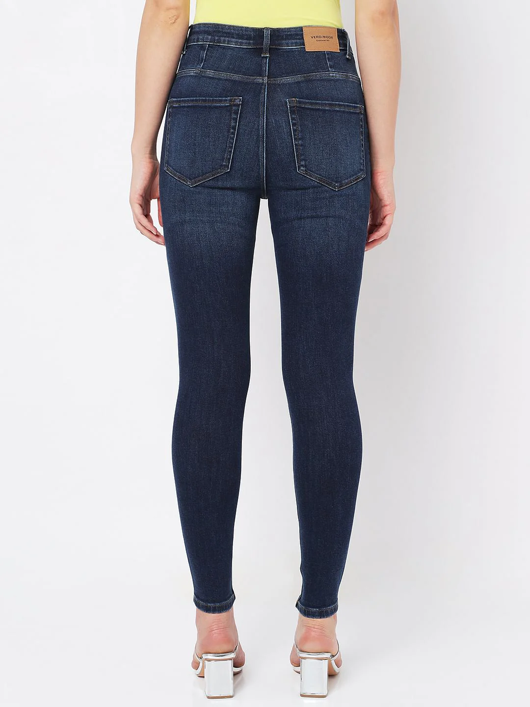 Dark Blue High Rise Buttoned Wendy Skinny Jeans - Image 3