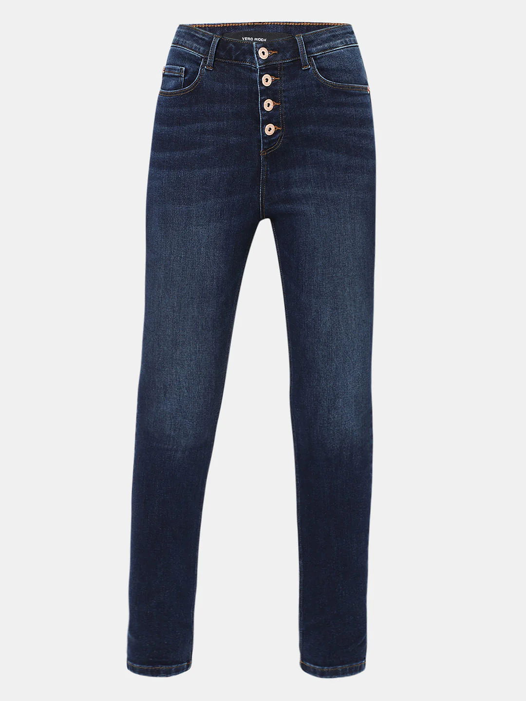 Dark Blue High Rise Buttoned Wendy Skinny Jeans - Image 6