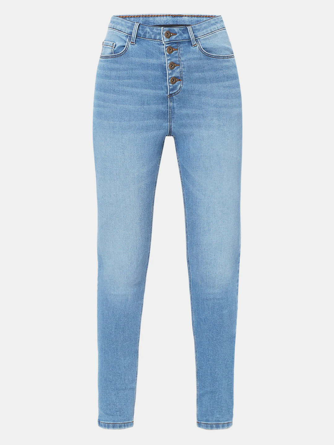 Light Blue High Rise Buttoned Wendy Skinny Jeans - Image 6