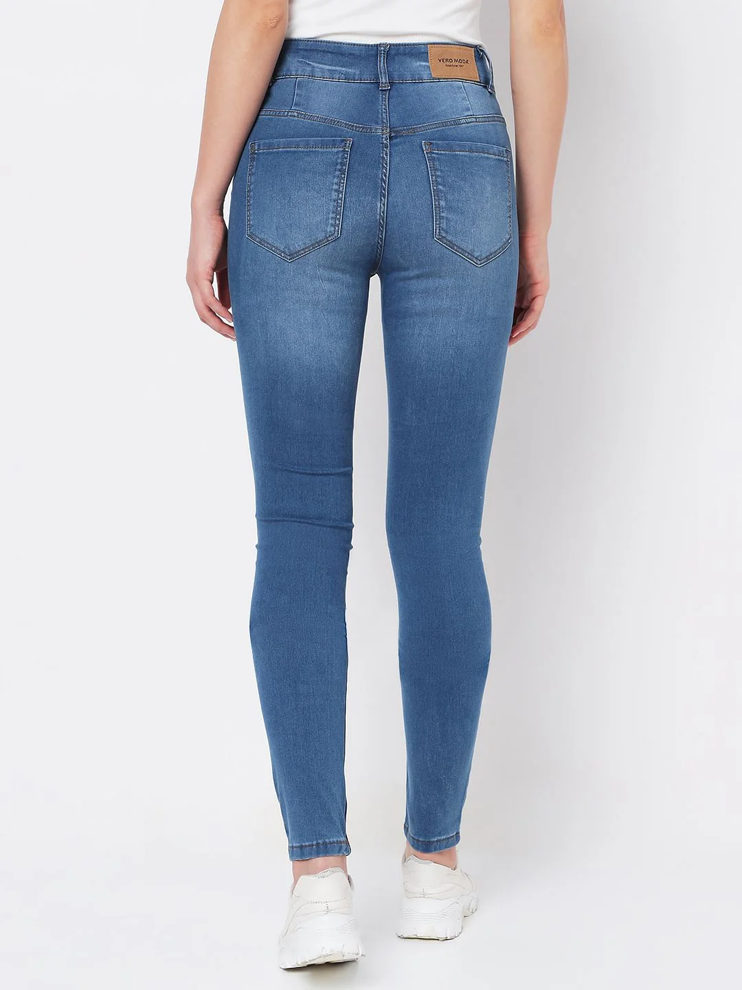 Blue High Rise Buttoned Wendy Skinny Jeans - Image 3