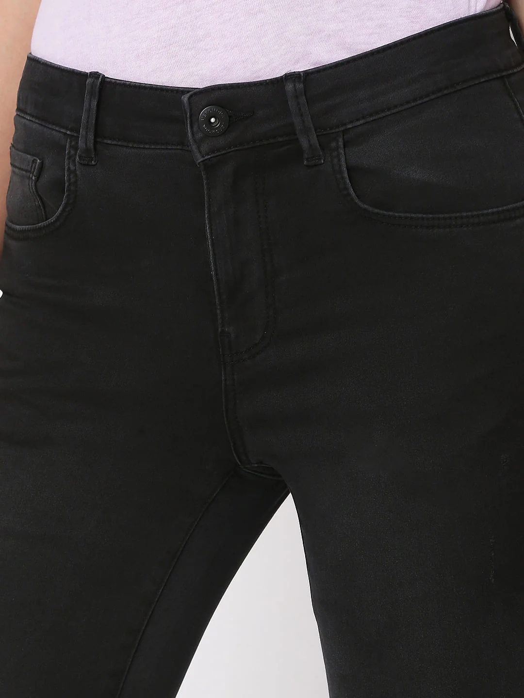 Black Mid Rise Pushup Wendy Skinny Jeans - Image 4