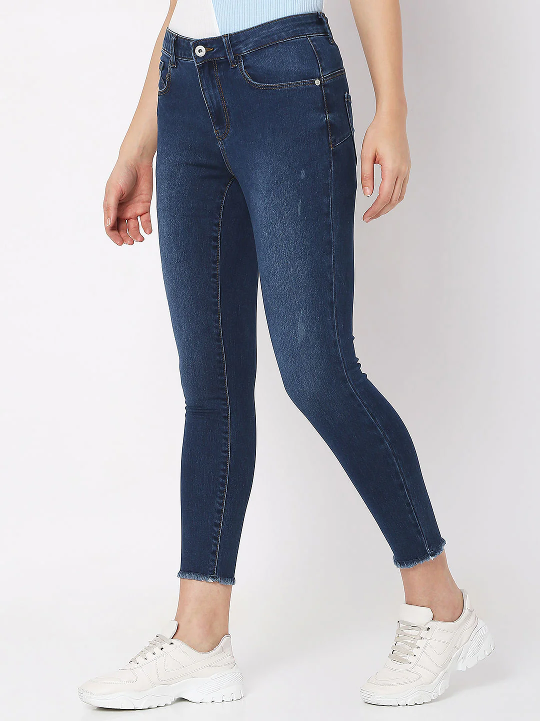 Blue Mid Rise Pushup Wendy Skinny Jeans - Image 2