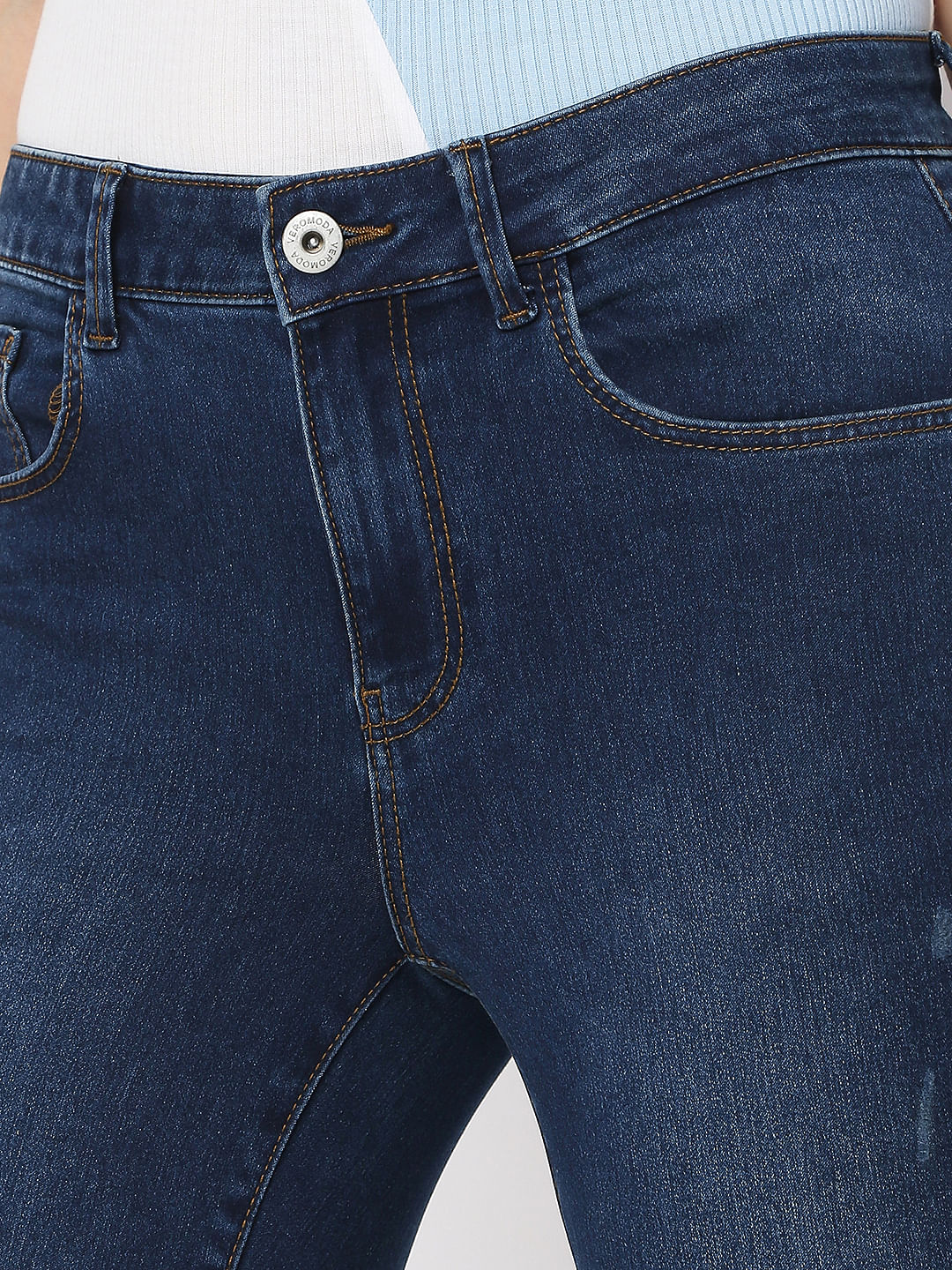 Blue Mid Rise Pushup Wendy Skinny Jeans - Image 4
