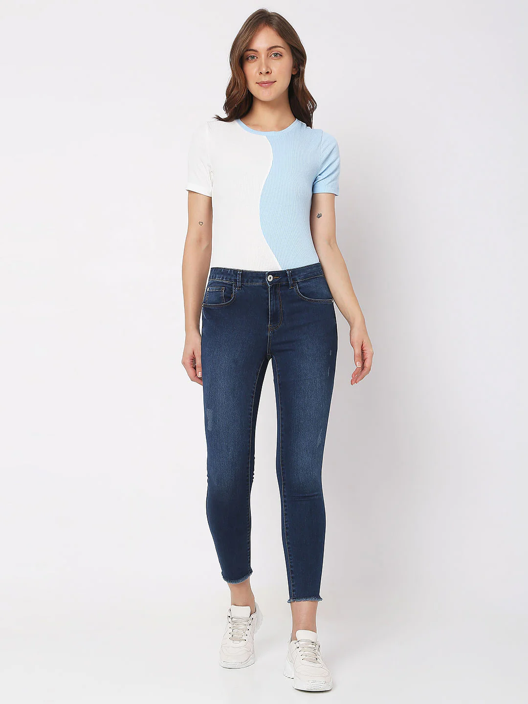 Blue Mid Rise Pushup Wendy Skinny Jeans - Image 5