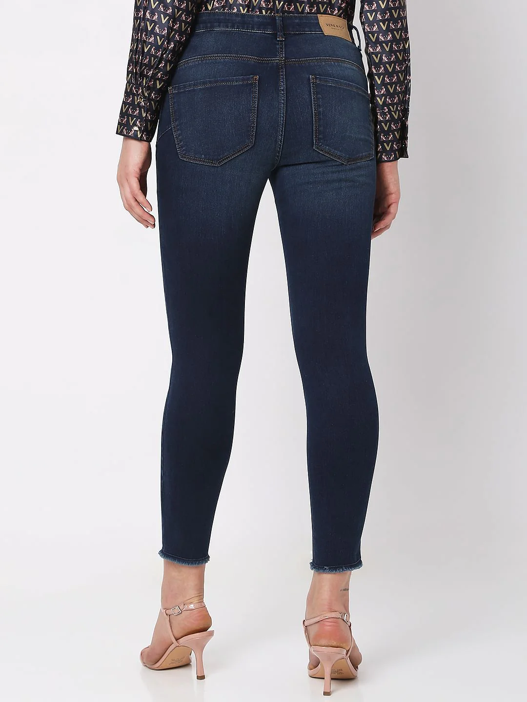 Dark Blue Mid Rise Pushup Wendy Skinny Jeans - Image 3